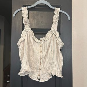 NWT Miss Me - Tan Linen Stripe Top